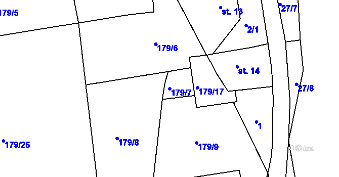 Parcela st. 179/7 v KÚ Cihelny, Katastrální mapa