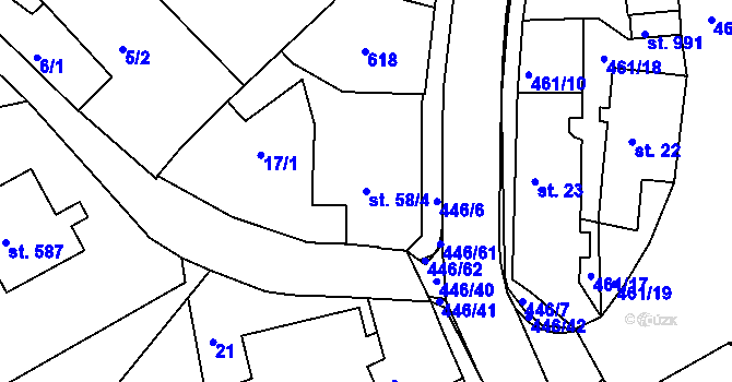Parcela st. 58/4 v KÚ Doubí u Karlových Var, Katastrální mapa