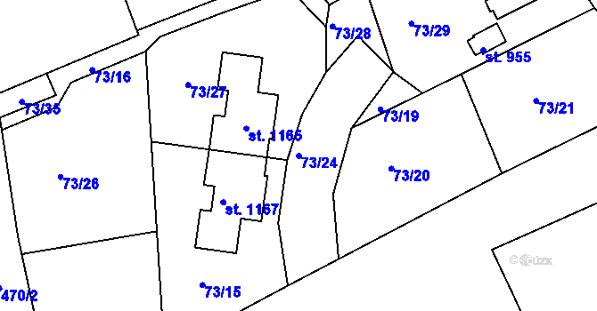 Parcela st. 73/24 v KÚ Doubí u Karlových Var, Katastrální mapa