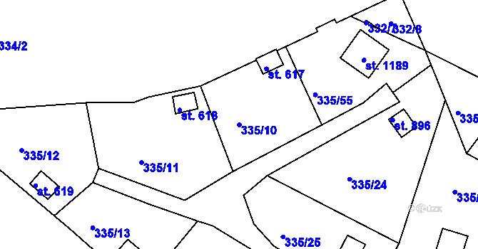 Parcela st. 335/10 v KÚ Doubí u Karlových Var, Katastrální mapa