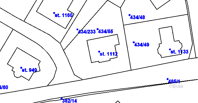 Parcela st. 1112 v KÚ Doubí u Karlových Var, Katastrální mapa