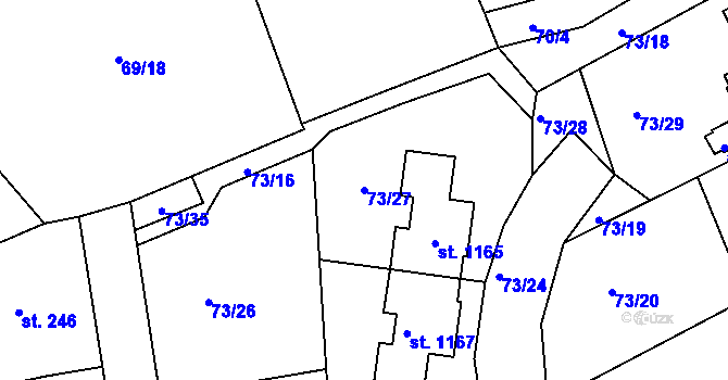 Parcela st. 73/27 v KÚ Doubí u Karlových Var, Katastrální mapa