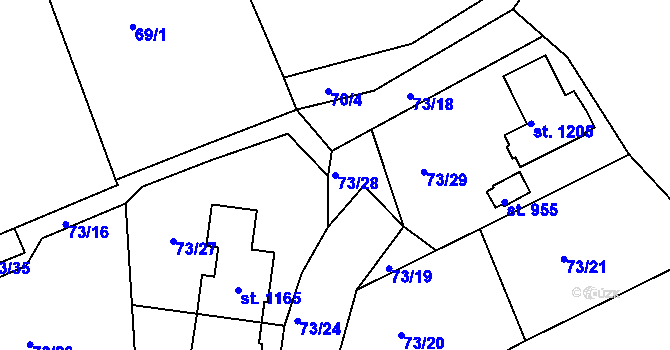Parcela st. 73/28 v KÚ Doubí u Karlových Var, Katastrální mapa