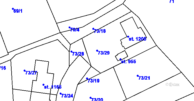 Parcela st. 73/29 v KÚ Doubí u Karlových Var, Katastrální mapa