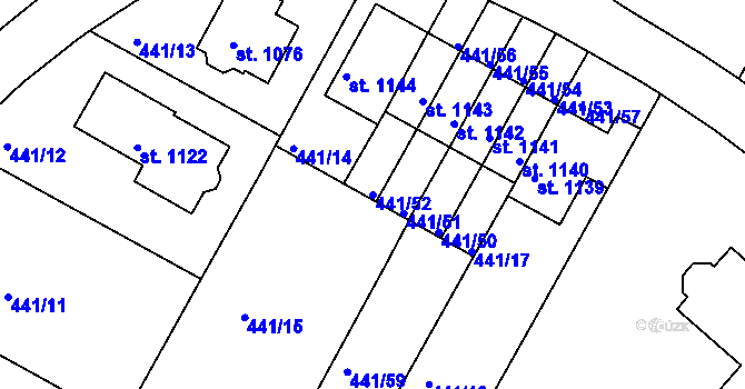 Parcela st. 441/52 v KÚ Doubí u Karlových Var, Katastrální mapa