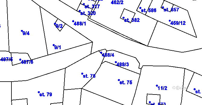 Parcela st. 488/4 v KÚ Doubí u Karlových Var, Katastrální mapa