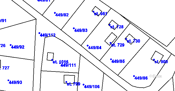 Parcela st. 449/84 v KÚ Doubí u Karlových Var, Katastrální mapa