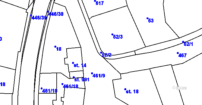 Parcela st. 52/2 v KÚ Doubí u Karlových Var, Katastrální mapa