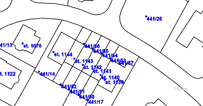 Parcela st. 441/54 v KÚ Doubí u Karlových Var, Katastrální mapa