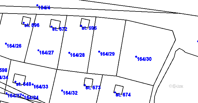 Parcela st. 164/29 v KÚ Doubí u Karlových Var, Katastrální mapa