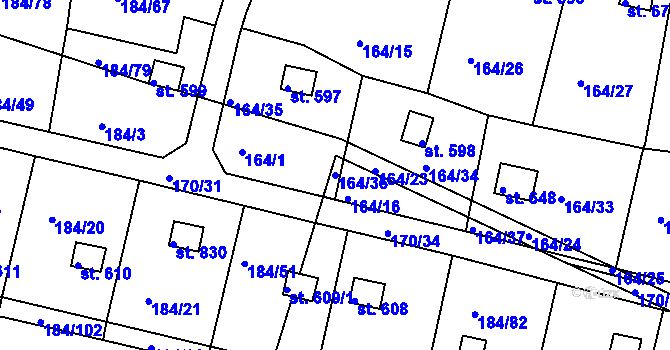 Parcela st. 164/36 v KÚ Doubí u Karlových Var, Katastrální mapa