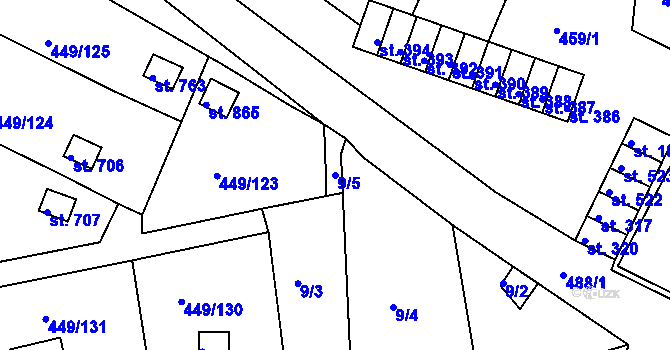 Parcela st. 9/5 v KÚ Doubí u Karlových Var, Katastrální mapa