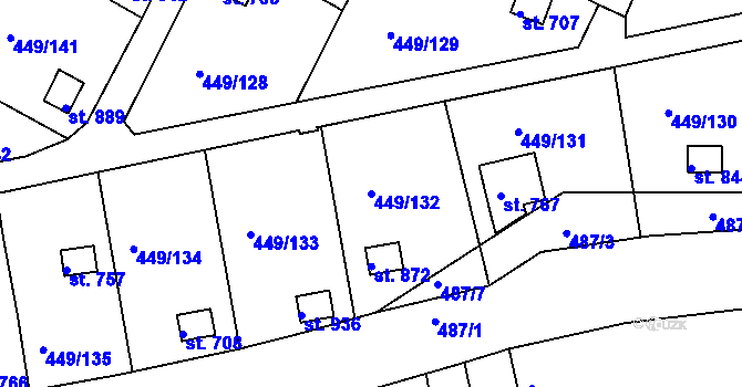 Parcela st. 449/132 v KÚ Doubí u Karlových Var, Katastrální mapa