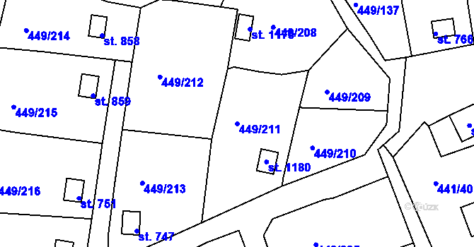 Parcela st. 449/211 v KÚ Doubí u Karlových Var, Katastrální mapa