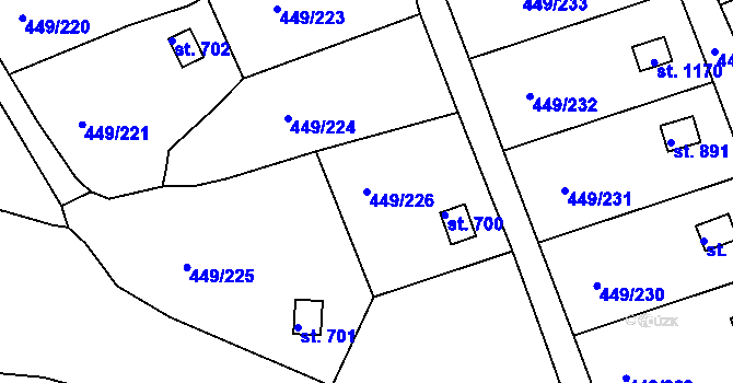 Parcela st. 449/226 v KÚ Doubí u Karlových Var, Katastrální mapa
