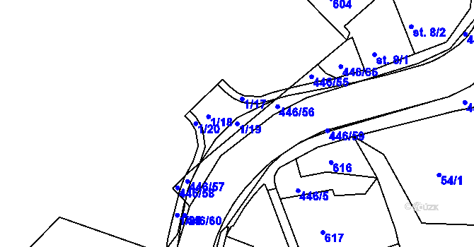 Parcela st. 1/19 v KÚ Doubí u Karlových Var, Katastrální mapa