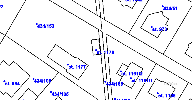 Parcela st. 1178 v KÚ Doubí u Karlových Var, Katastrální mapa