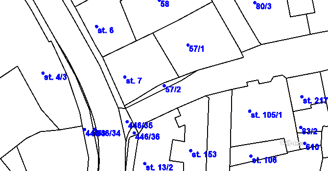 Parcela st. 57/2 v KÚ Doubí u Karlových Var, Katastrální mapa