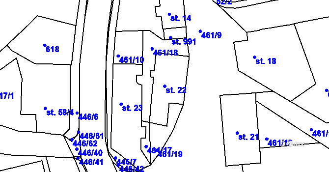 Parcela st. 22 v KÚ Doubí u Karlových Var, Katastrální mapa