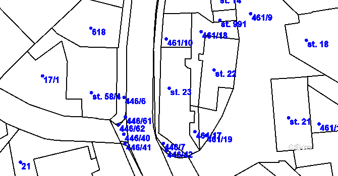Parcela st. 23 v KÚ Doubí u Karlových Var, Katastrální mapa