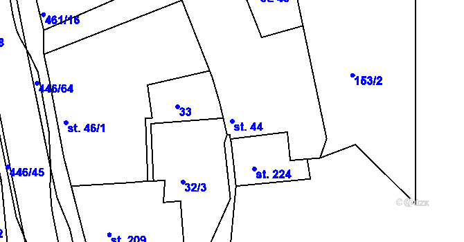 Parcela st. 44 v KÚ Doubí u Karlových Var, Katastrální mapa