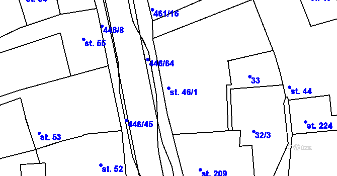 Parcela st. 46/1 v KÚ Doubí u Karlových Var, Katastrální mapa