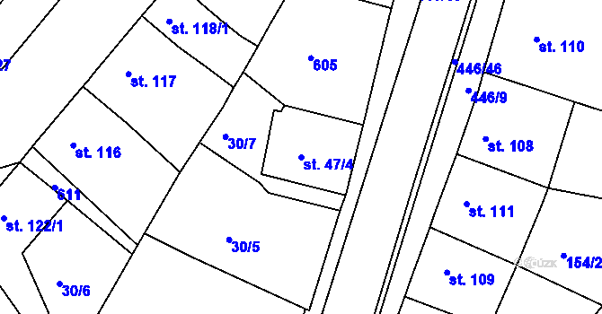 Parcela st. 47/4 v KÚ Doubí u Karlových Var, Katastrální mapa