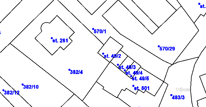 Parcela st. 49/2 v KÚ Doubí u Karlových Var, Katastrální mapa