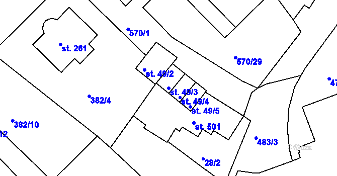 Parcela st. 49/3 v KÚ Doubí u Karlových Var, Katastrální mapa