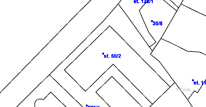 Parcela st. 50/2 v KÚ Doubí u Karlových Var, Katastrální mapa