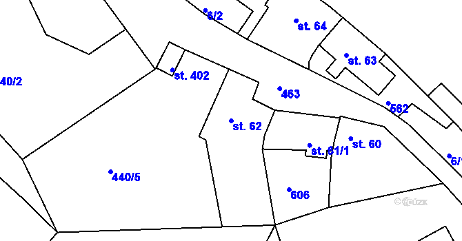 Parcela st. 62 v KÚ Doubí u Karlových Var, Katastrální mapa