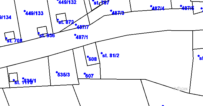 Parcela st. 81/2 v KÚ Doubí u Karlových Var, Katastrální mapa