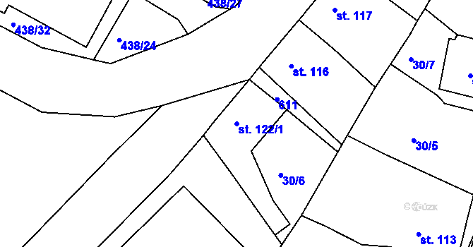 Parcela st. 122/1 v KÚ Doubí u Karlových Var, Katastrální mapa