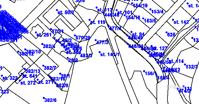 Parcela st. 141/1 v KÚ Doubí u Karlových Var, Katastrální mapa