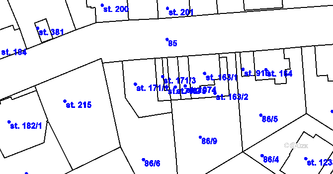 Parcela st. 171/2 v KÚ Doubí u Karlových Var, Katastrální mapa