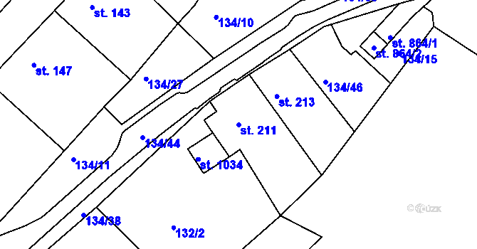 Parcela st. 211 v KÚ Doubí u Karlových Var, Katastrální mapa