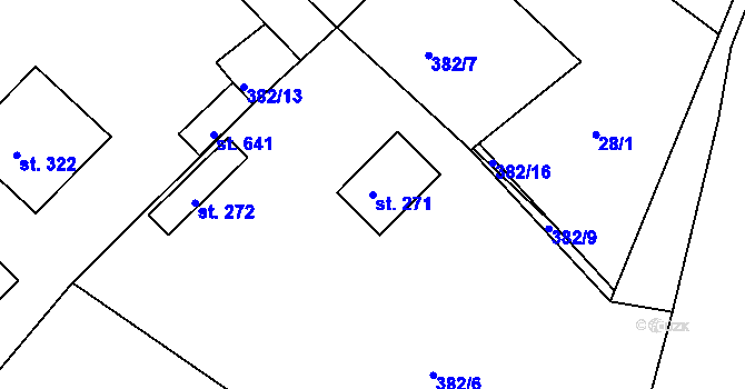 Parcela st. 271 v KÚ Doubí u Karlových Var, Katastrální mapa