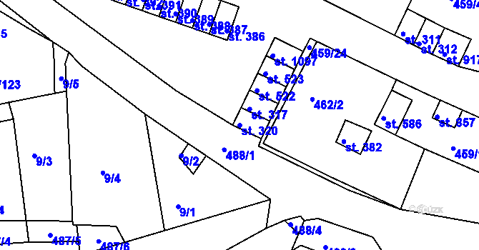 Parcela st. 320 v KÚ Doubí u Karlových Var, Katastrální mapa