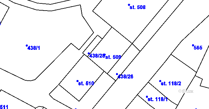 Parcela st. 509 v KÚ Doubí u Karlových Var, Katastrální mapa