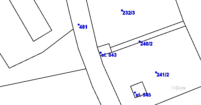 Parcela st. 543 v KÚ Doubí u Karlových Var, Katastrální mapa