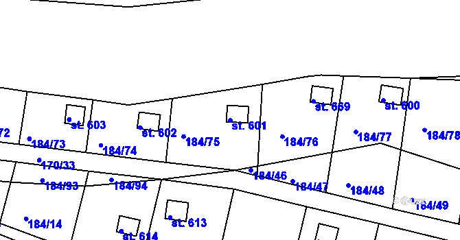 Parcela st. 601 v KÚ Doubí u Karlových Var, Katastrální mapa