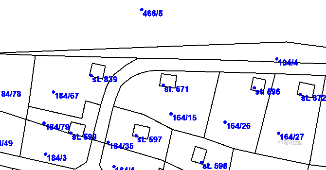 Parcela st. 671 v KÚ Doubí u Karlových Var, Katastrální mapa