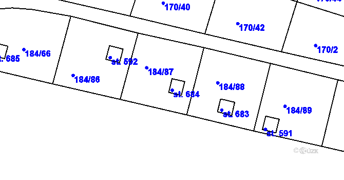 Parcela st. 684 v KÚ Doubí u Karlových Var, Katastrální mapa