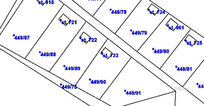 Parcela st. 723 v KÚ Doubí u Karlových Var, Katastrální mapa