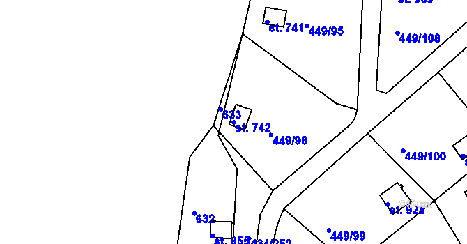 Parcela st. 742 v KÚ Doubí u Karlových Var, Katastrální mapa