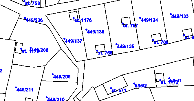 Parcela st. 766 v KÚ Doubí u Karlových Var, Katastrální mapa