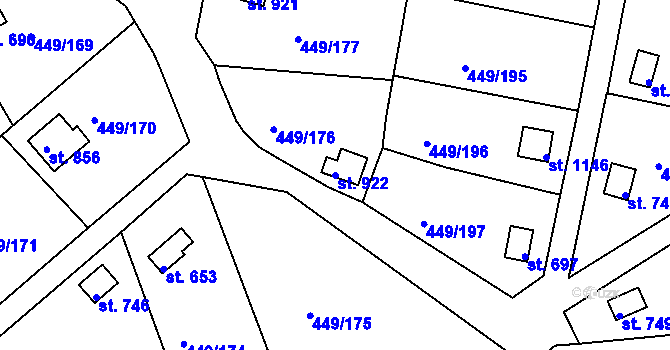 Parcela st. 922 v KÚ Doubí u Karlových Var, Katastrální mapa