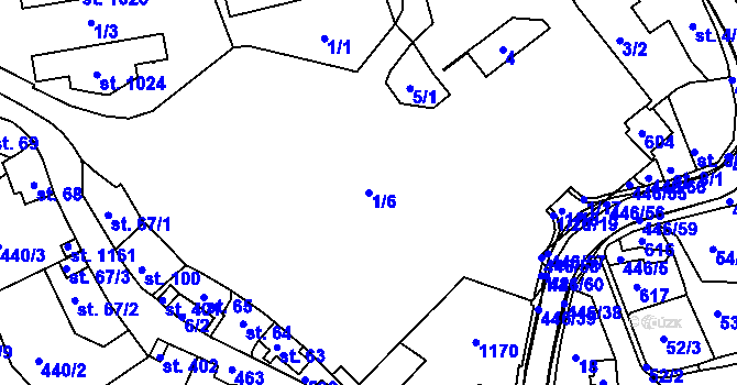 Parcela st. 1/6 v KÚ Doubí u Karlových Var, Katastrální mapa
