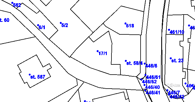 Parcela st. 17/1 v KÚ Doubí u Karlových Var, Katastrální mapa