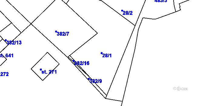 Parcela st. 28/1 v KÚ Doubí u Karlových Var, Katastrální mapa